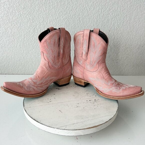 Pink Ankle Boots with Embroidered Design - Picture 8 of 16